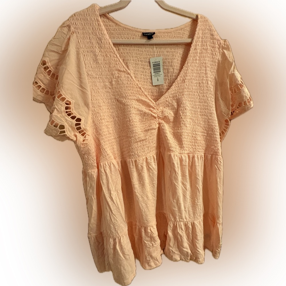 Torrid Blush Smocked Blouse